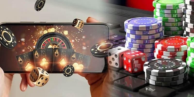 Minh họa casino GO99 với bàn roulette, bài và chip